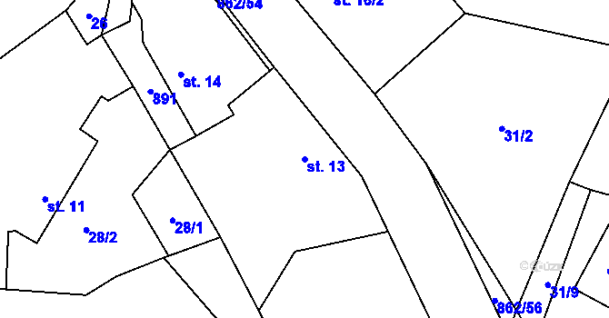 Parcela st. 13 v KÚ Jablonná, Katastrální mapa