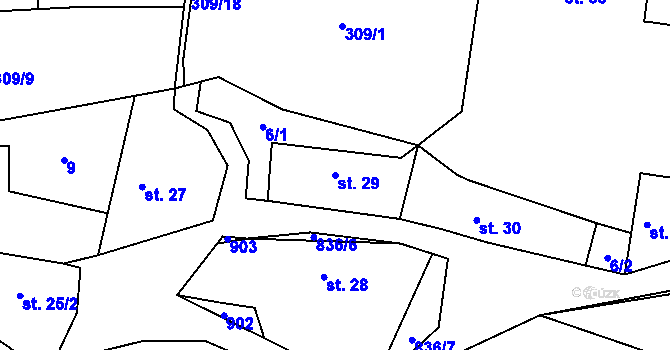 Parcela st. 29 v KÚ Jablonná, Katastrální mapa