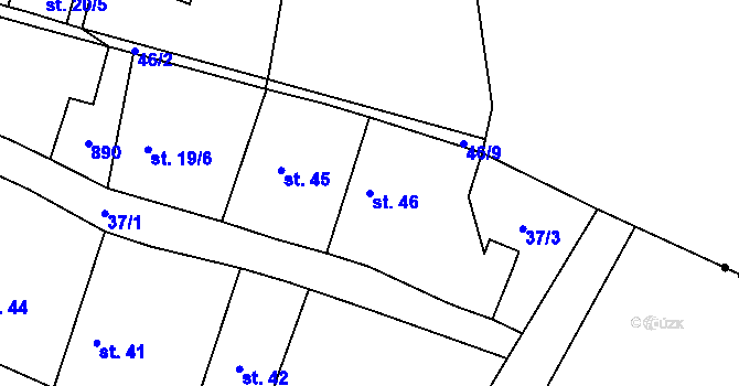 Parcela st. 46 v KÚ Jablonná, Katastrální mapa