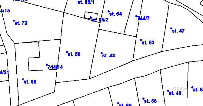 Parcela st. 48 v KÚ Jablonná, Katastrální mapa