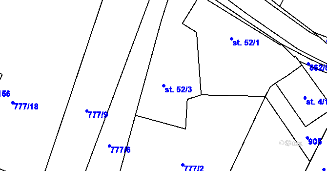 Parcela st. 52/3 v KÚ Jablonná, Katastrální mapa