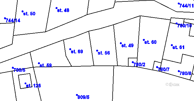 Parcela st. 56 v KÚ Jablonná, Katastrální mapa