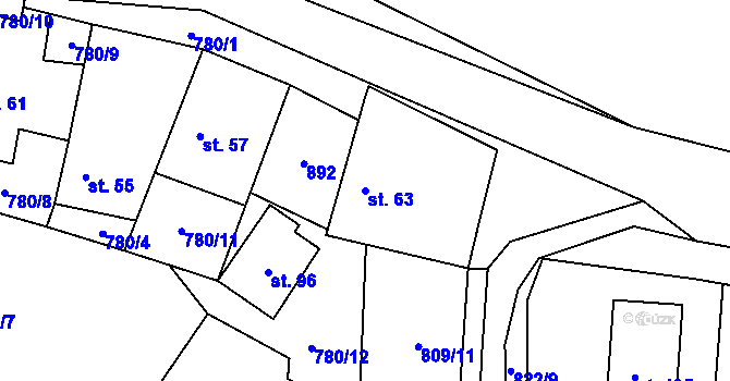 Parcela st. 63 v KÚ Jablonná, Katastrální mapa