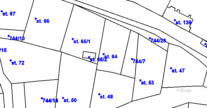 Parcela st. 64 v KÚ Jablonná, Katastrální mapa