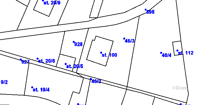 Parcela st. 100 v KÚ Jablonná, Katastrální mapa