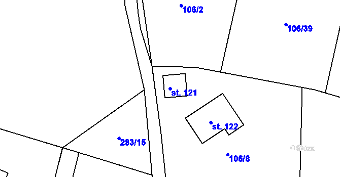 Parcela st. 121 v KÚ Jablonná, Katastrální mapa