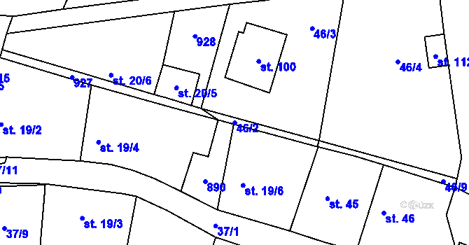 Parcela st. 46/2 v KÚ Jablonná, Katastrální mapa