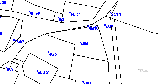 Parcela st. 46/6 v KÚ Jablonná, Katastrální mapa