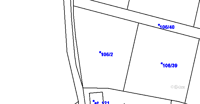 Parcela st. 106/2 v KÚ Jablonná, Katastrální mapa