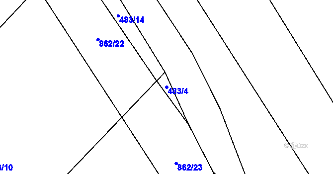 Parcela st. 483/4 v KÚ Jablonná, Katastrální mapa