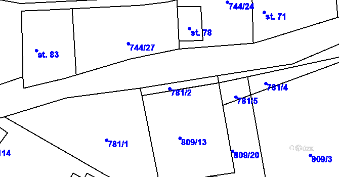 Parcela st. 781/2 v KÚ Jablonná, Katastrální mapa