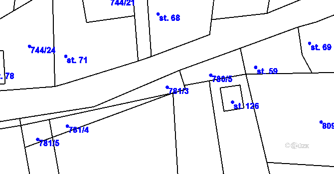 Parcela st. 781/3 v KÚ Jablonná, Katastrální mapa