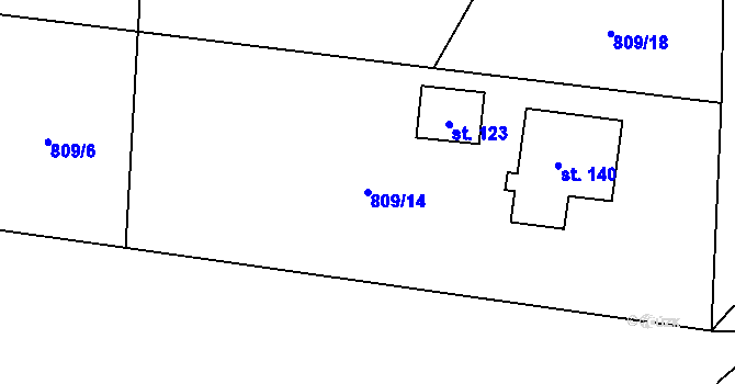 Parcela st. 809/14 v KÚ Jablonná, Katastrální mapa