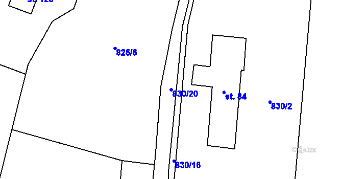 Parcela st. 830/20 v KÚ Jablonná, Katastrální mapa