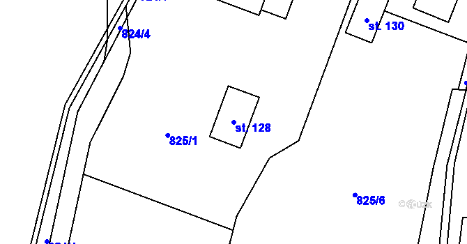 Parcela st. 128 v KÚ Jablonná, Katastrální mapa