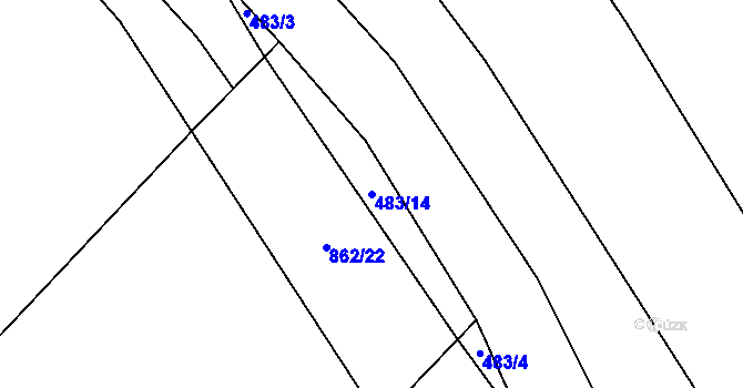 Parcela st. 483/14 v KÚ Jablonná, Katastrální mapa