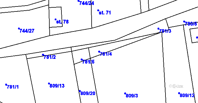 Parcela st. 781/4 v KÚ Jablonná, Katastrální mapa