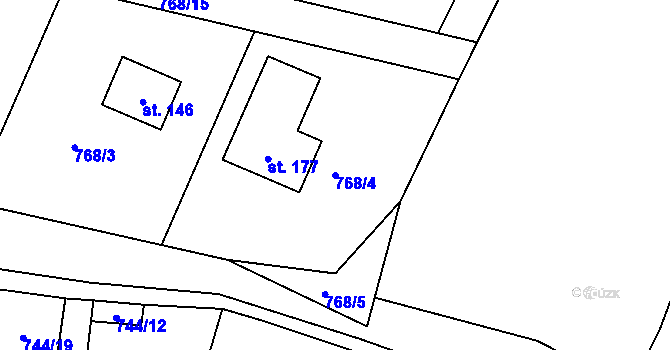 Parcela st. 768/4 v KÚ Jablonná, Katastrální mapa