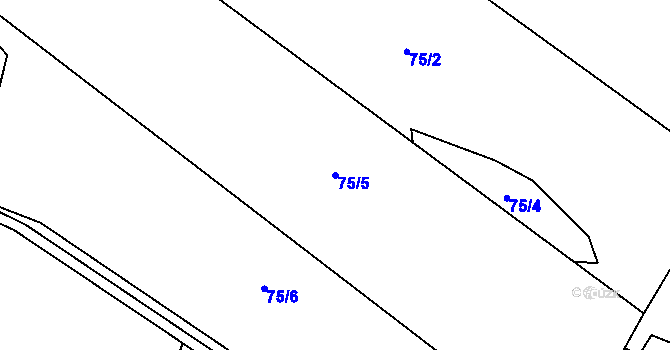Parcela st. 75/5 v KÚ Jablonná, Katastrální mapa