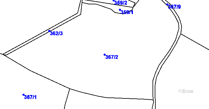 Parcela st. 367/2 v KÚ Jablonná, Katastrální mapa