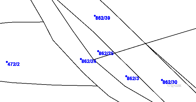 Parcela st. 862/25 v KÚ Jablonná, Katastrální mapa