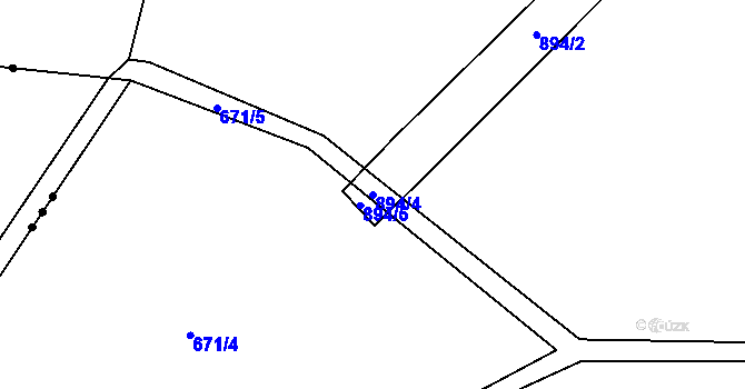Parcela st. 894/4 v KÚ Jablonná, Katastrální mapa