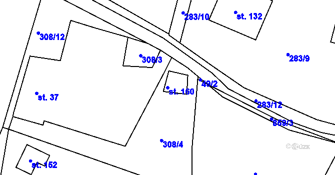 Parcela st. 160 v KÚ Jablonná, Katastrální mapa