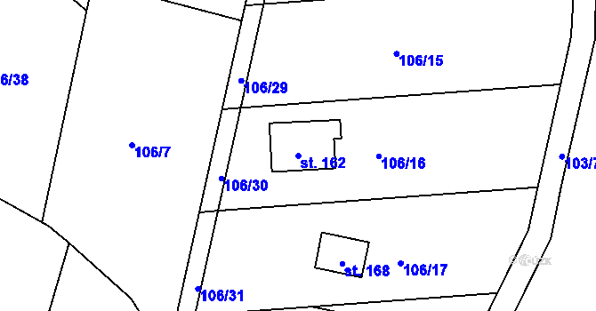 Parcela st. 162 v KÚ Jablonná, Katastrální mapa