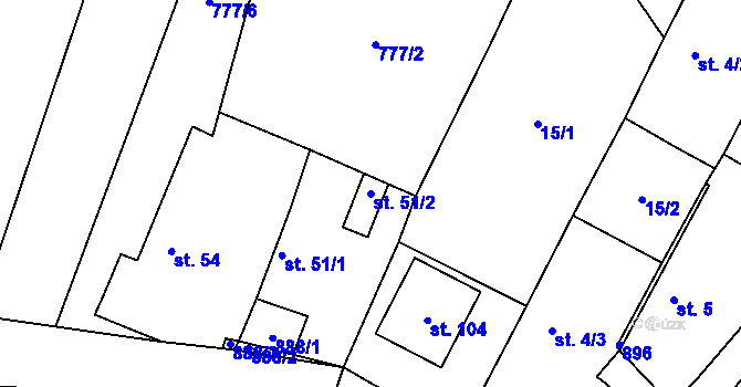 Parcela st. 51/2 v KÚ Jablonná, Katastrální mapa