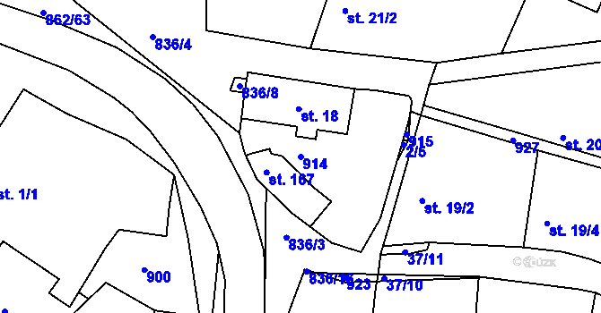 Parcela st. 914 v KÚ Jablonná, Katastrální mapa