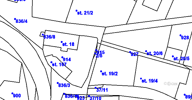 Parcela st. 915 v KÚ Jablonná, Katastrální mapa