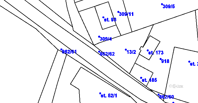 Parcela st. 862/62 v KÚ Jablonná, Katastrální mapa