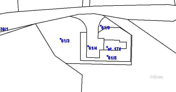 Parcela st. 61/4 v KÚ Jablonná, Katastrální mapa