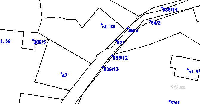 Parcela st. 836/14 v KÚ Jablonná, Katastrální mapa