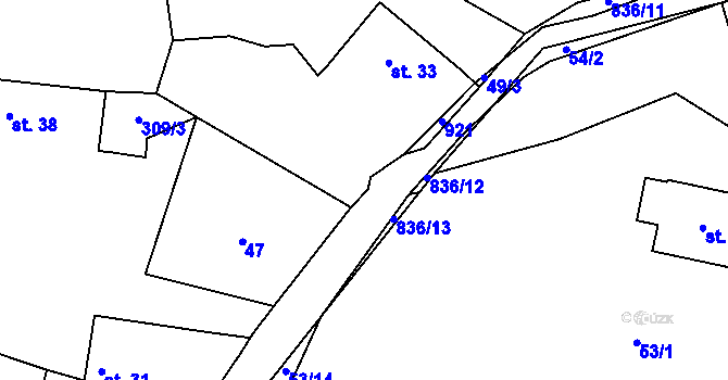 Parcela st. 836/15 v KÚ Jablonná, Katastrální mapa
