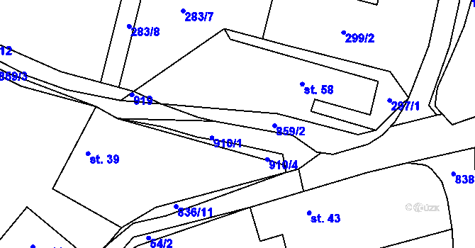 Parcela st. 910/3 v KÚ Jablonná, Katastrální mapa
