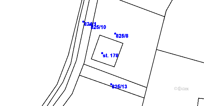Parcela st. 178 v KÚ Jablonná, Katastrální mapa