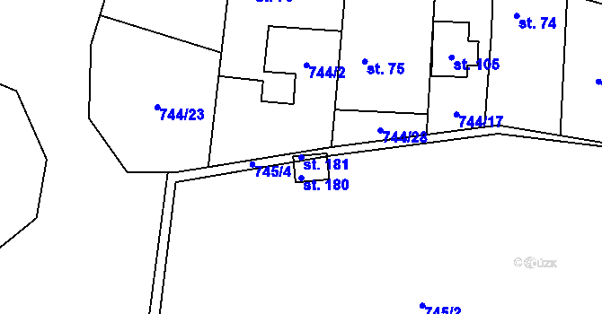 Parcela st. 181 v KÚ Jablonná, Katastrální mapa