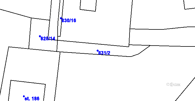 Parcela st. 831/2 v KÚ Jablonná, Katastrální mapa