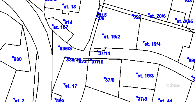 Parcela st. 37/11 v KÚ Jablonná, Katastrální mapa