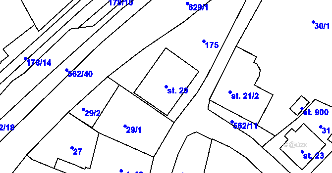 Parcela st. 20 v KÚ Jablonné nad Orlicí, Katastrální mapa