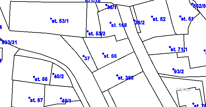 Parcela st. 55 v KÚ Jablonné nad Orlicí, Katastrální mapa