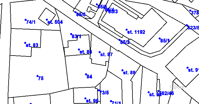 Parcela st. 87 v KÚ Jablonné nad Orlicí, Katastrální mapa