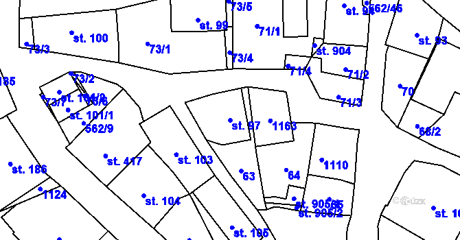 Parcela st. 97 v KÚ Jablonné nad Orlicí, Katastrální mapa