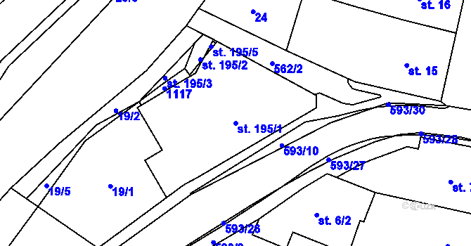 Parcela st. 195/1 v KÚ Jablonné nad Orlicí, Katastrální mapa