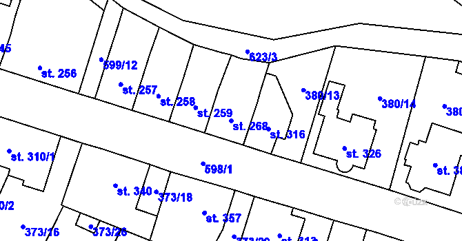 Parcela st. 268 v KÚ Jablonné nad Orlicí, Katastrální mapa