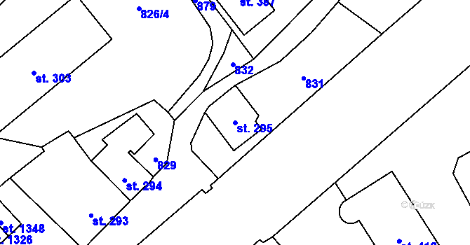 Parcela st. 295 v KÚ Jablonné nad Orlicí, Katastrální mapa