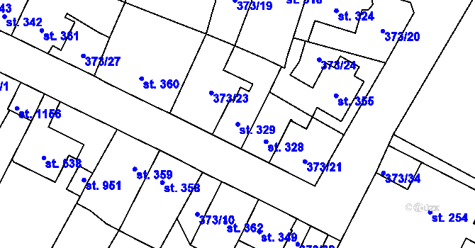 Parcela st. 329 v KÚ Jablonné nad Orlicí, Katastrální mapa