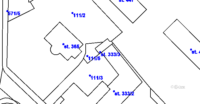 Parcela st. 333/3 v KÚ Jablonné nad Orlicí, Katastrální mapa