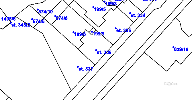 Parcela st. 336 v KÚ Jablonné nad Orlicí, Katastrální mapa